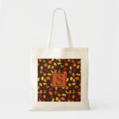 Oranje gele herfstbladeren Monogram Canvas tas (Voorkant)