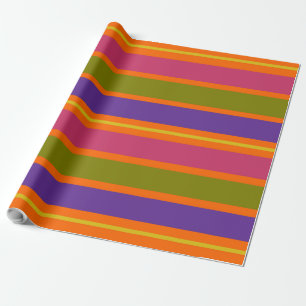 Oranje, gele, rode, groene en Paarse strepen Cadeaupapier