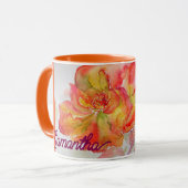 Oranje Gele Roze Waterverf Schilderij Bloemen Mok (Voorkant links)