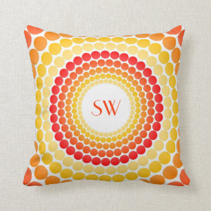 Oranje Gele Stippen Monogram Worp Kussen