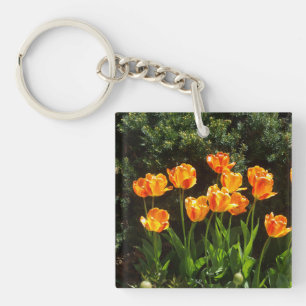 Oranje/gele Tulpen met acrylsleutelketen Sleutelhanger