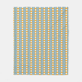 Oranje Gele Zon op Blauwgroen Stripes Fleece Deken