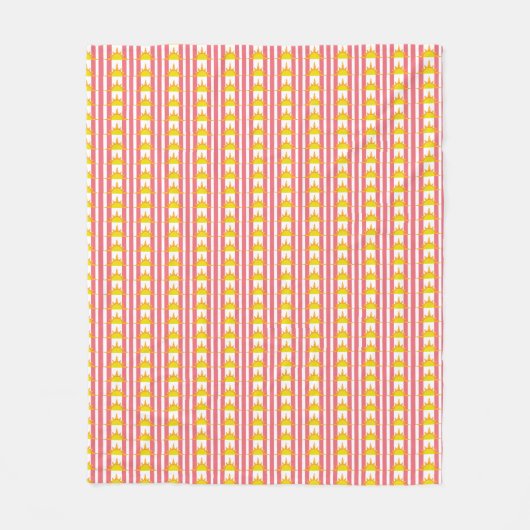 Oranje Gele Zonnezonen op Roze Stripes Fleece Deken (Voorkant)