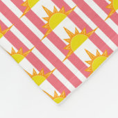 Oranje Gele Zonnezonen op Roze Stripes Fleece Deken (Hoek)