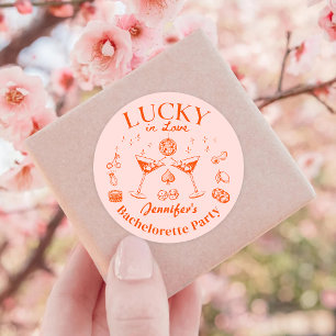 Oranje Geluksbruidscocktail Feest voor de Bruid Ronde Sticker