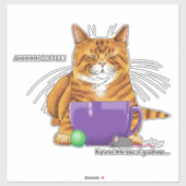 Oranje gember koffie kat grappig sticker (Vel)