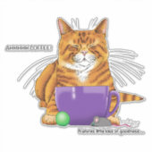Oranje gember koffie kat grappig sticker (Voorkant)