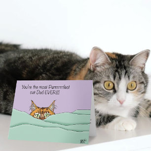 Oranje Gember Paars Schattige Kat Vader Vaderdag Kaart