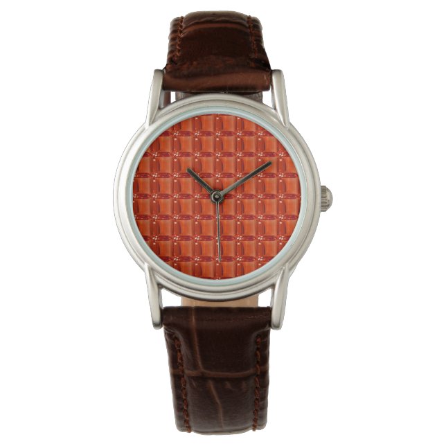 Oranje Gemstone Pattern Horloge (Voorkant)