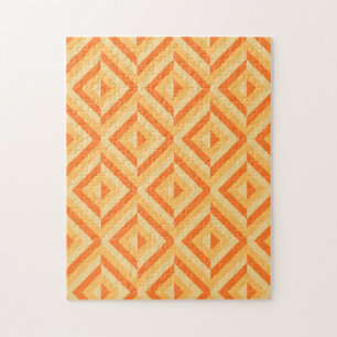 Oranje geometrisch diamantpatroon frustrerend legpuzzel