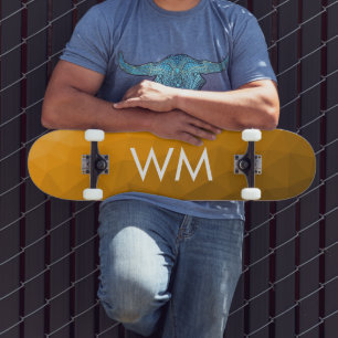 Oranje geometrisch maaspatroon van de gradiënt Mon Skateboard