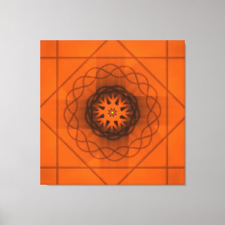 Oranje Geometrisch Sterpatroon Canvas Afdruk