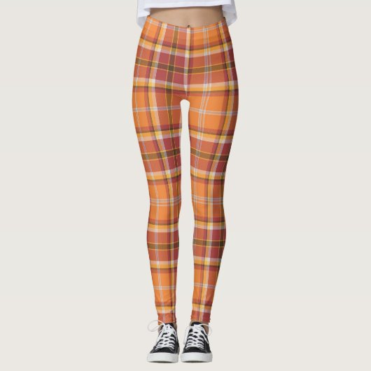 Oranje geplakt kleuropbrengstontwerp leggings (Voorkant)