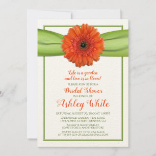 Oranje Gerber Daisy Green Bridal Shower Kaart