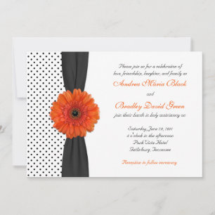 Oranje Gerber Daisy Polka Dot Wedding Invitation Kaart