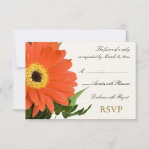 Oranje Gerber Wedding RSVP Kaartje