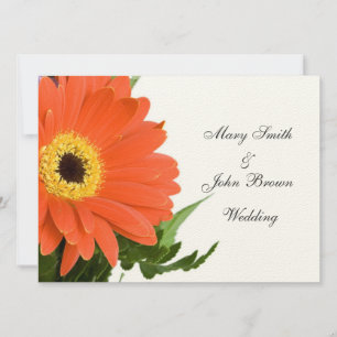 Oranje Gerber Wedding Uitnodiging