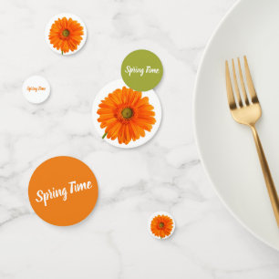 Oranje gerbera - bloem - witte lentesfoto confetti