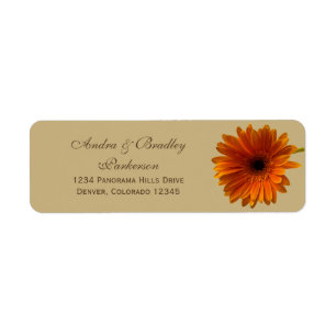 Oranje Gerbera Daisy Bruiloft Retouradres Labels