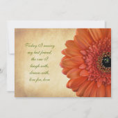 Oranje Gerbera Daisy Fall Wedding Uitnodiging (Achterkant)