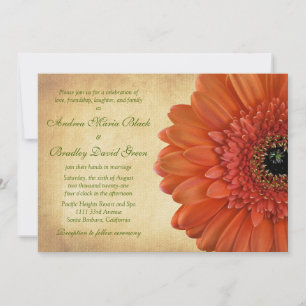 Oranje Gerbera Daisy Fall Wedding Uitnodiging
