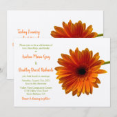 Oranje Gerbera Daisy Flower Wedding Invitation Kaart (Voorkant / Achterkant)