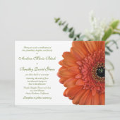 Oranje Gerbera Daisy Flower Wedding Invitation Kaart (Staand voorkant)