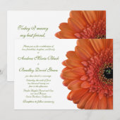 Oranje Gerbera Daisy Flower Wedding Invitation Kaart (Voorkant / Achterkant)