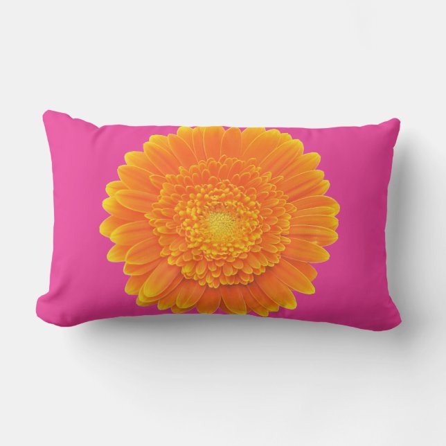 oranje gerbera daisy kussen (Voorkant)