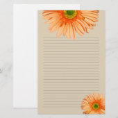 Oranje Gerbera Daisy Lined Personal Writing Paper Briefpapier (Voorkant / Achterkant)