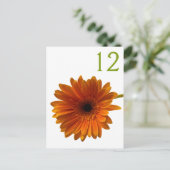 Oranje Gerbera Daisy Tafelnummer Kaart (Staand voorkant)