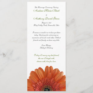 Oranje Gerbera Daisy Wedding Programme Programma