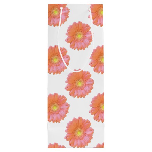 Oranje gerbera daisy wijn cadeautas (Achterkant)