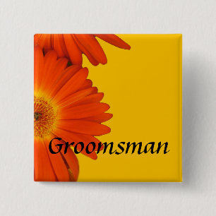 oranje gerbera madeliefjes bloemen knopen. vierkante button 5,1 cm