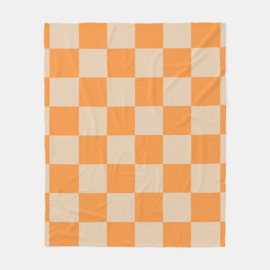 Oranje geruit ginghpatroon fleece deken (Voorkant)