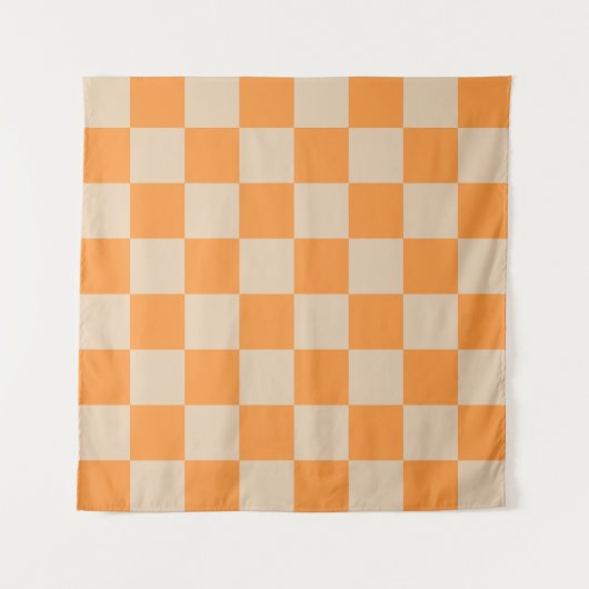 Oranje geruit ginghpatroon wandkleed (Voorkant)