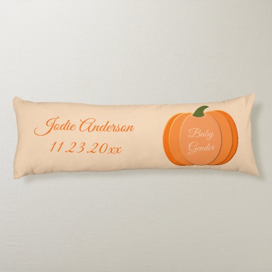 Oranje geslachtsneutraal pompoen Aangepaste geboor Lichaamskussen (Achterkant)