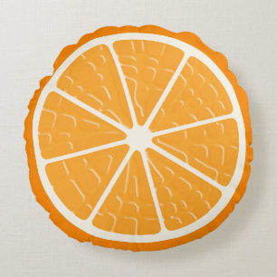 Oranje gestileerde fruitslice-ronde rond kussen