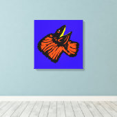 Oranje gestormde neonhagedis canvas afdruk (Insitu (Houten vloer))