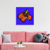 Oranje gestormde neonhagedis canvas afdruk (Insitu (Woonkamer))