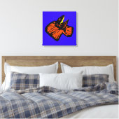 Oranje gestormde neonhagedis canvas afdruk (Insitu (Slaapkamer))