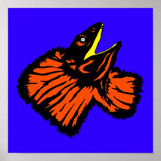 Oranje gestormde neonhagedis poster (Voorkant)