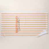 Oranje gestreepte bruidsmeisje vrijgezellenweekend strandlaken (Voorkant)