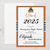 Oranje gestreepte eenvoudige Afstuderen Kaart (Voorkant / Achterkant)