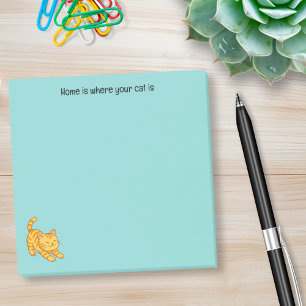 Oranje gestreepte kat met groene aangepaste tekst  post-it® notes