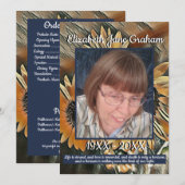 Oranje getinte zonnebloemkunst | Foto | Begrafenis Programma (Voorkant / Achterkant)