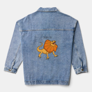 Oranje gevlekte hagedis cartoon afbeelding denim jacket