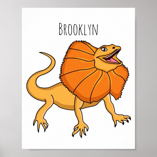 Oranje gevlekte hagedis cartoon afbeelding poster (Voorkant)