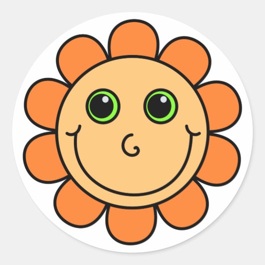 Oranje gezichtsbloem ronde sticker (Voorkant)