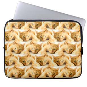 Oranje Ginger Cat Pattern Laptop Sleeve